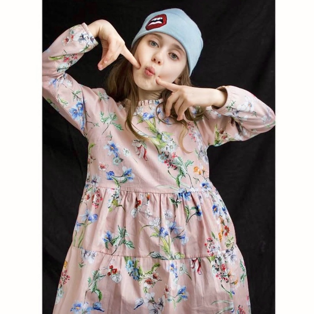Christina Rohde Dress Rosa Multi Flower Long Sleeved Lined Girls size 6 y